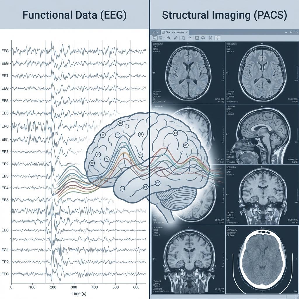 Comparison of EEG waveform data and medical imaging data in PACS systems